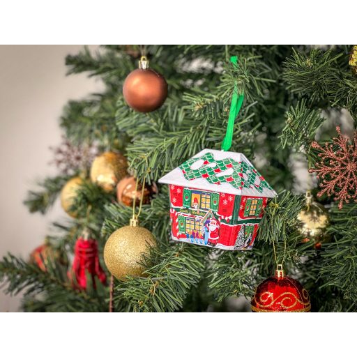 Kis mézeskalács ház sütis doboz, zöld tetős (akasztós)