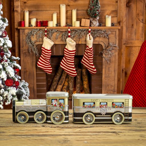 Santa Express arany-ezüst vonat, sütis doboz