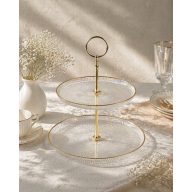 Mirol emeletes bon-bon üveg kínáló (arany peremes)