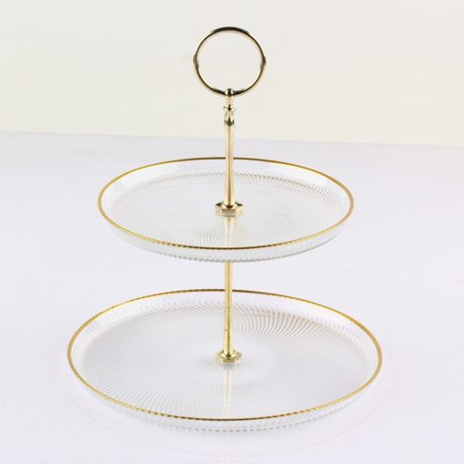 Mirol emeletes bon-bon üveg kínáló (arany peremes)