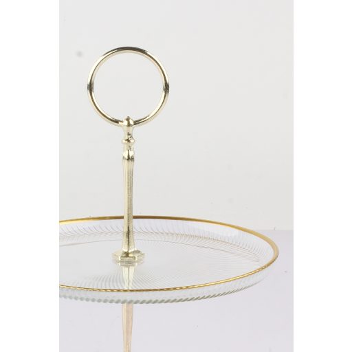 Mirol emeletes bon-bon üveg kínáló (arany peremes)