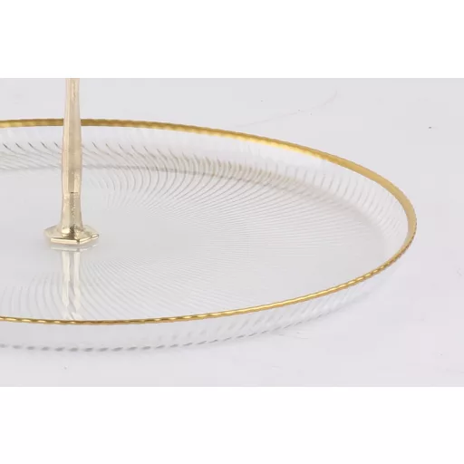 Mirol emeletes bon-bon üveg kínáló (arany peremes)