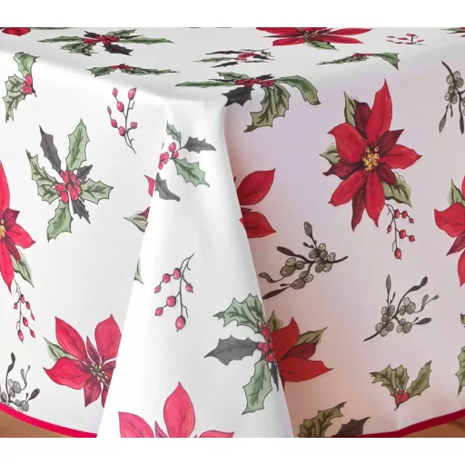 Amarilla mikulásvirágos karácsonyi szennytaszító asztalterítő, XL-es, 150x240 cm