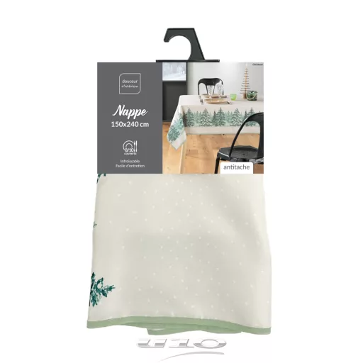 Winter Forest fenyő mintás szennytaszító asztalterítő, XL-es, 150x240 cm