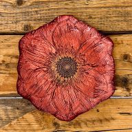   Gerbera üveg desszerttányér készlet, 6 db-os (bordó-bronz)