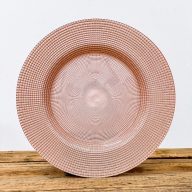   Perge üveg desszerttányér készlet, 6 db-os (rózsaszín-ezüst)