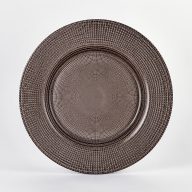   Perge üveg desszerttányér készlet, 6 db-os (taupe-ezüst)