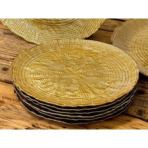 Kanvas üveg desszerttányér készlet, 6 db-os (arany)