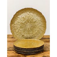   Kanvas süteményes üvegtányér készlet, 6+1 db-os (arany)