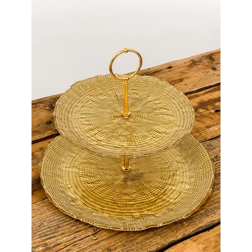 Kanvas emeletes üveg kínáló (arany)