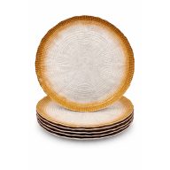   Kanvas süteményes üvegtányér készlet, 6+1 db-os (gyöngyház-bronz)