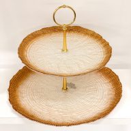 Kanvas emeletes üveg kínáló (gyöngyház-bronz)