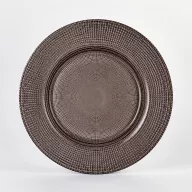 Perge lapos üvegtányér 28 cm (taupe-ezüst)