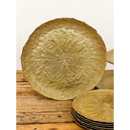 Kanvas lapos üvegtányér 28 cm (arany)