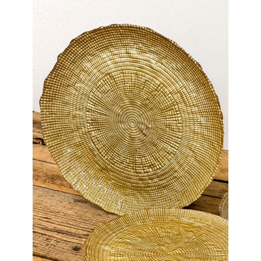 Kanvas lapos üvegtányér 28 cm (arany)