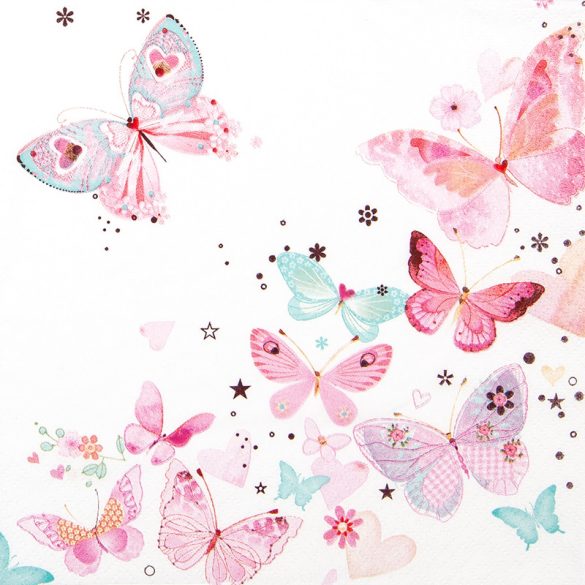 Lovely Butterflies pillangós szalvéta, 3 rétegű, 20 db/csomag, Home Fashion