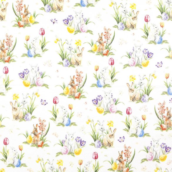 Tulip garden húsvéti nyuszis szalvéta, 3 rétegű, 20 db/csomag, Home Fashion