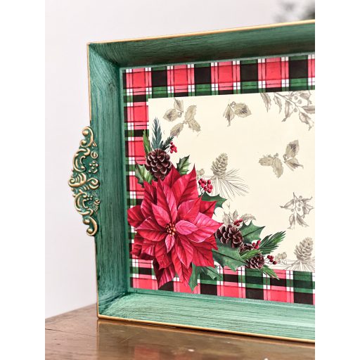 Tálca, mikulásvirágos, 33 cm