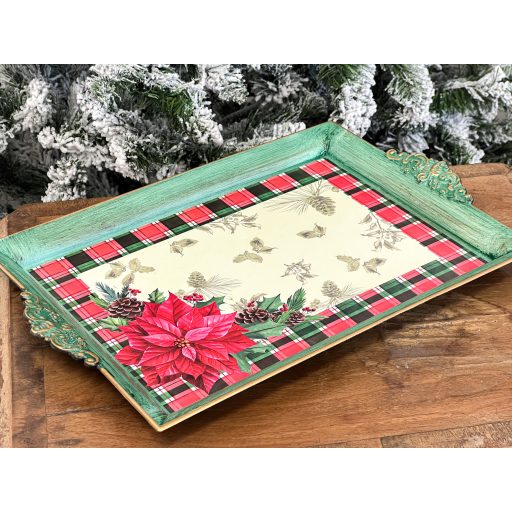 Tálca, mikulásvirágos, 33 cm