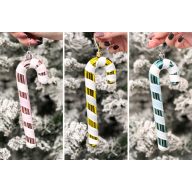   Cukor pálca karácsonyfa dísz, 3 db-os szett, metál színben