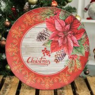 Dekor tányér, mikulásvirágos, 33 cm