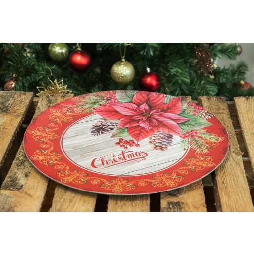 Dekor tányér, mikulásvirágos, 33 cm
