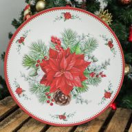 Dekor tányér,  mikulásvirágos (fehér), 33 cm