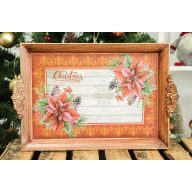 Tálca, mikulásvirágos, 33 cm