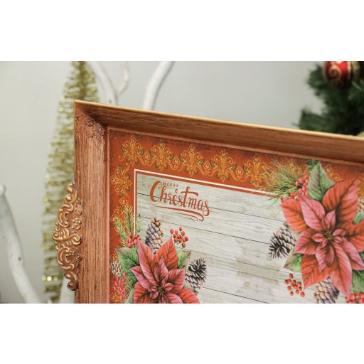 Tálca, mikulásvirágos, 33 cm