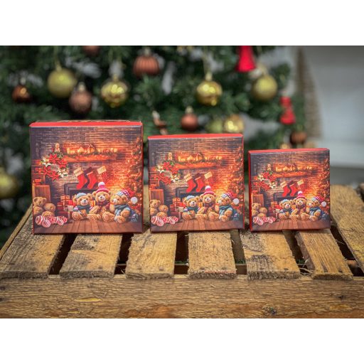 Mackós ünnepi doboz szett, 3 db-os (négyzet alakú)