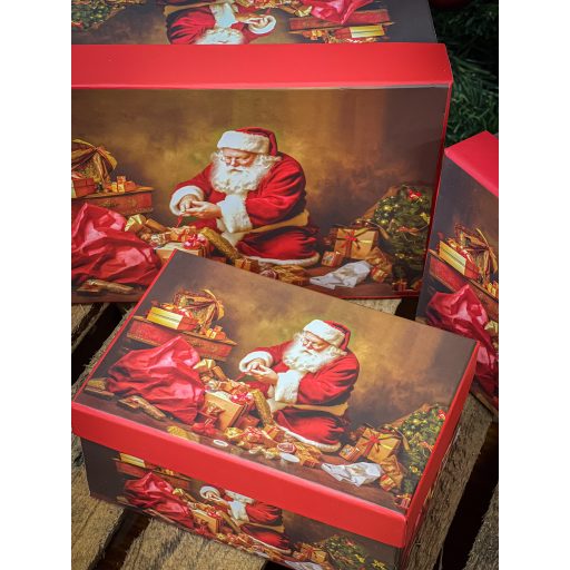 Mikulásos ünnepi doboz szett, 3 db-os (szögletes)