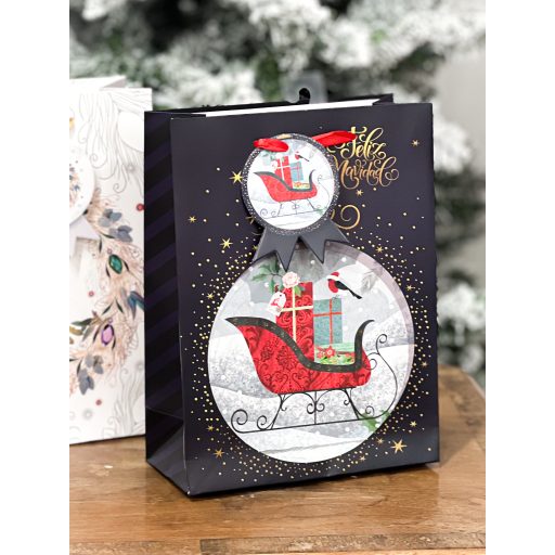 Ajándéktasak, 2 db-os, szánkós / karácsonyfás, L-es