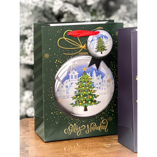 Ajándéktasak, 2 db-os, szánkós / karácsonyfás, L-es