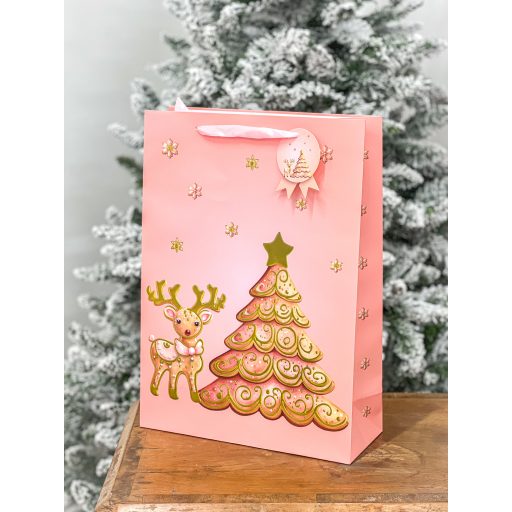 Ajándéktasak, 4 db-os, mézeskalácsos / szarvasos L-es