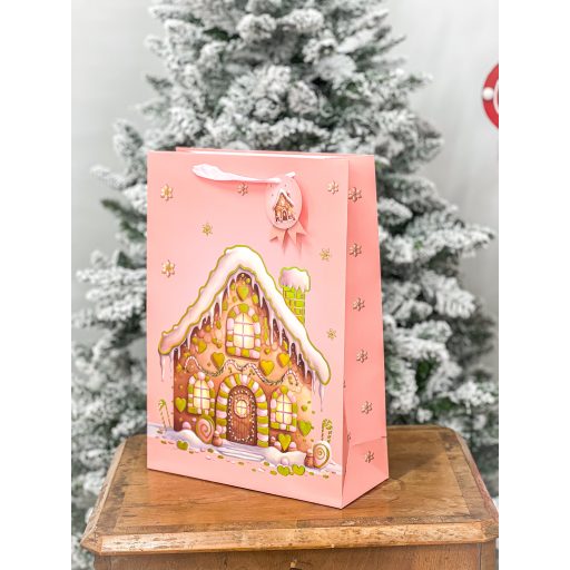 Ajándéktasak, 4 db-os, mézeskalácsos / szarvasos L-es