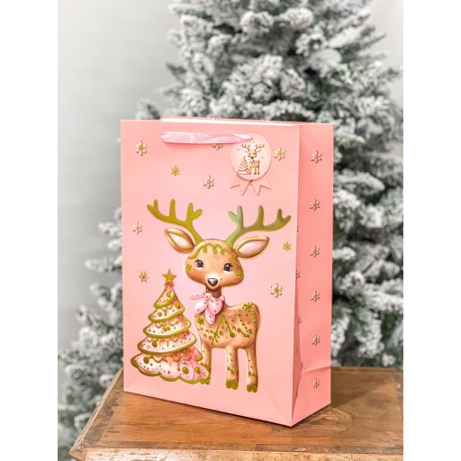 Ajándéktasak, 4 db-os, mézeskalácsos / szarvasos L-es