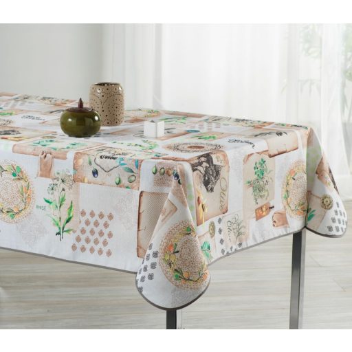 Garden oliva mintás vintage szennytaszító asztalterítő, XL-es, 148x240 cm