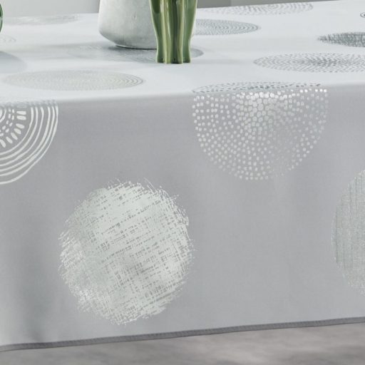 Argent szürke színű ezüst körös szennytaszító asztalterítő, XL-es, 148x240 cm