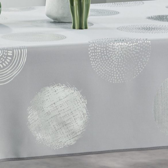 "Argent" szürke színű ezüst körös vízlepergető asztalterítő, XL-es, 148x240 cm