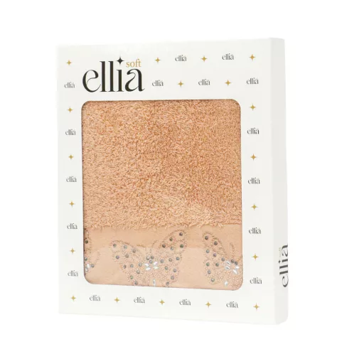 Pillangós, strasszköves törölköző díszdobozban, lazac, 50x90 cm