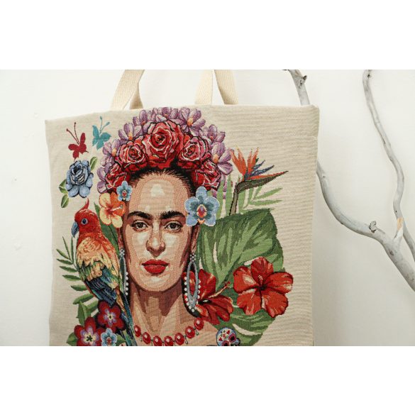 Frida Kahlo, papagájos bevásárló táska