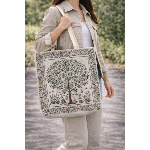 Életfa (fehér) bevásárló táska