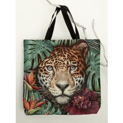 Leopárdos, trópusi bevásárló táska, arany lurex