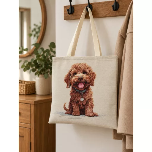 Mini poodle kutyás bevásárló táska, gobelin
