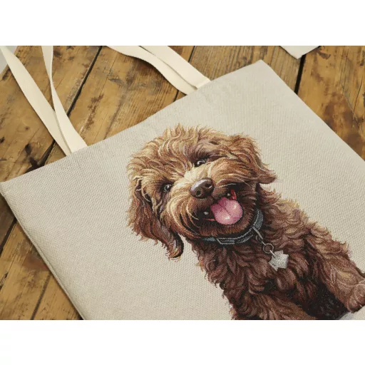 Mini poodle kutyás bevásárló táska, gobelin