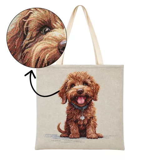 Mini poodle kutyás bevásárló táska, gobelin