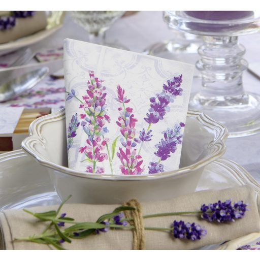 Lavanda levendulás szalvéta (koktél), 3 rétegű, 20 db/csomag, IHR