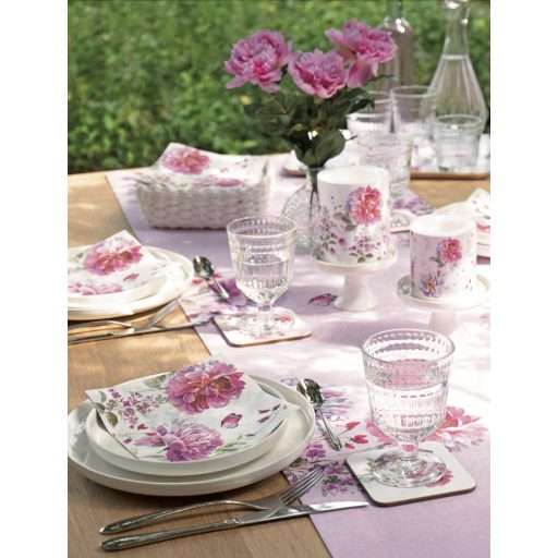 Jardin rose rózsás szalvéta (koktél), 3 rétegű, 20 db/csomag, IHR
