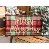 Klasszikus kockás karácsonyi díszpárna töltettel