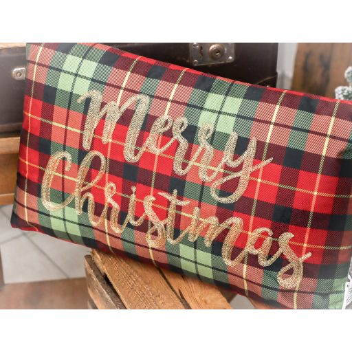 Klasszikus kockás karácsonyi díszpárna töltettel